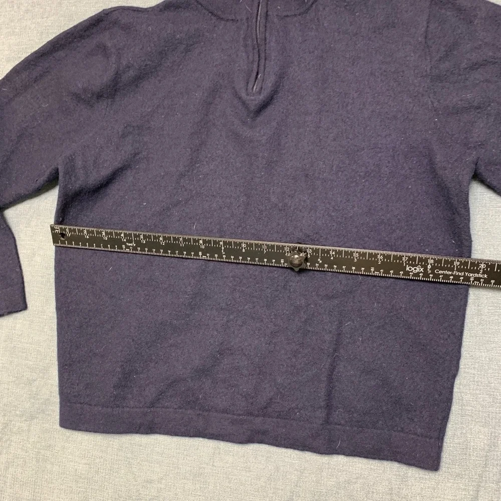 Davis & Squire Sweater Mens XL Navy Blue Extra Fine Merino Quarter Zip Mock Neck